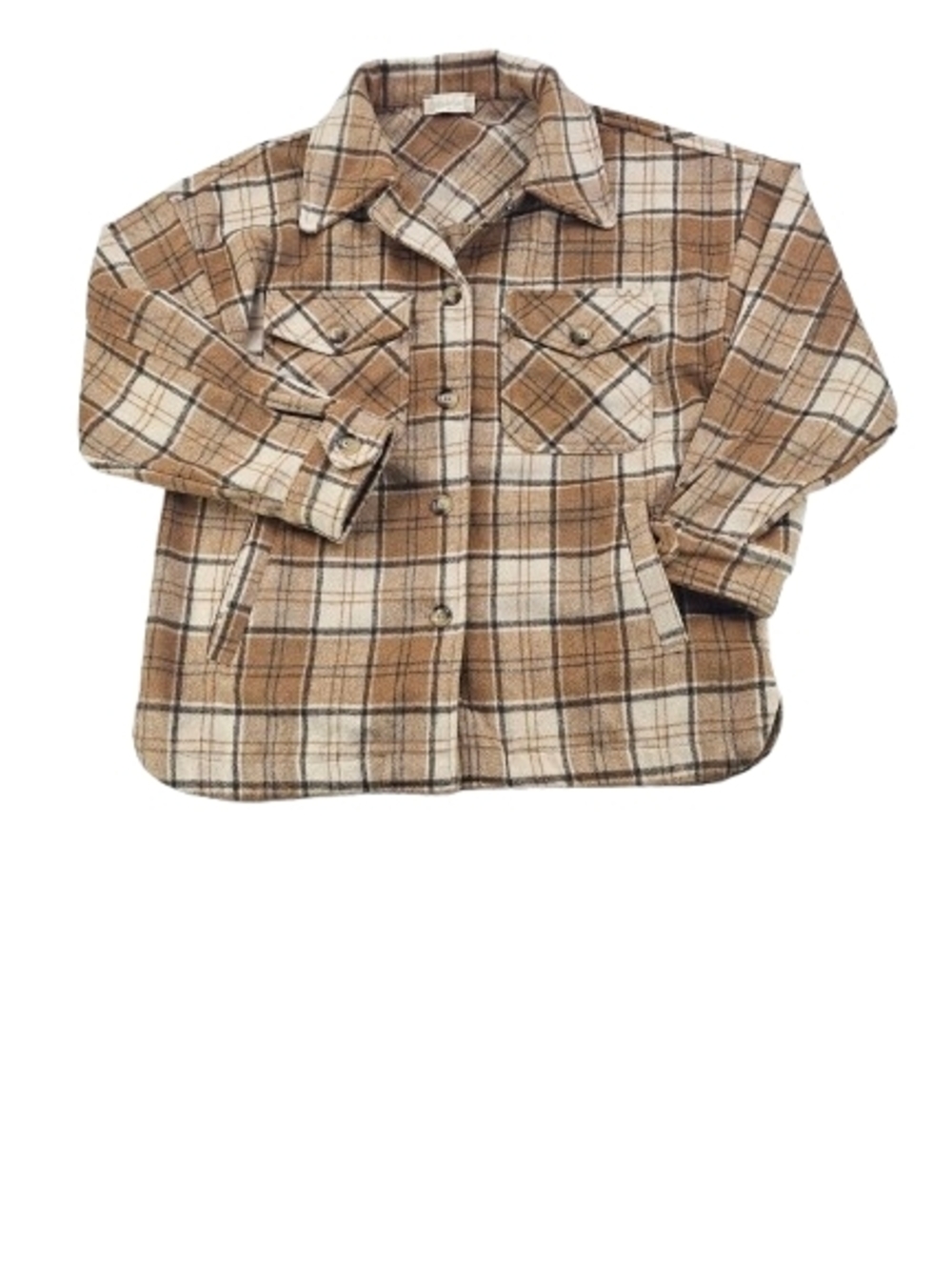 Altar’d State Heavy Plaid Flannel Wool Blend Shacket Women's Med Brown NJ90047